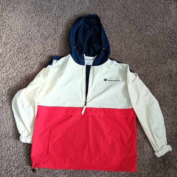 Champion Windbreaker ,Size Large , Red, White and Blue. Good Condition - Picture 1 of 3